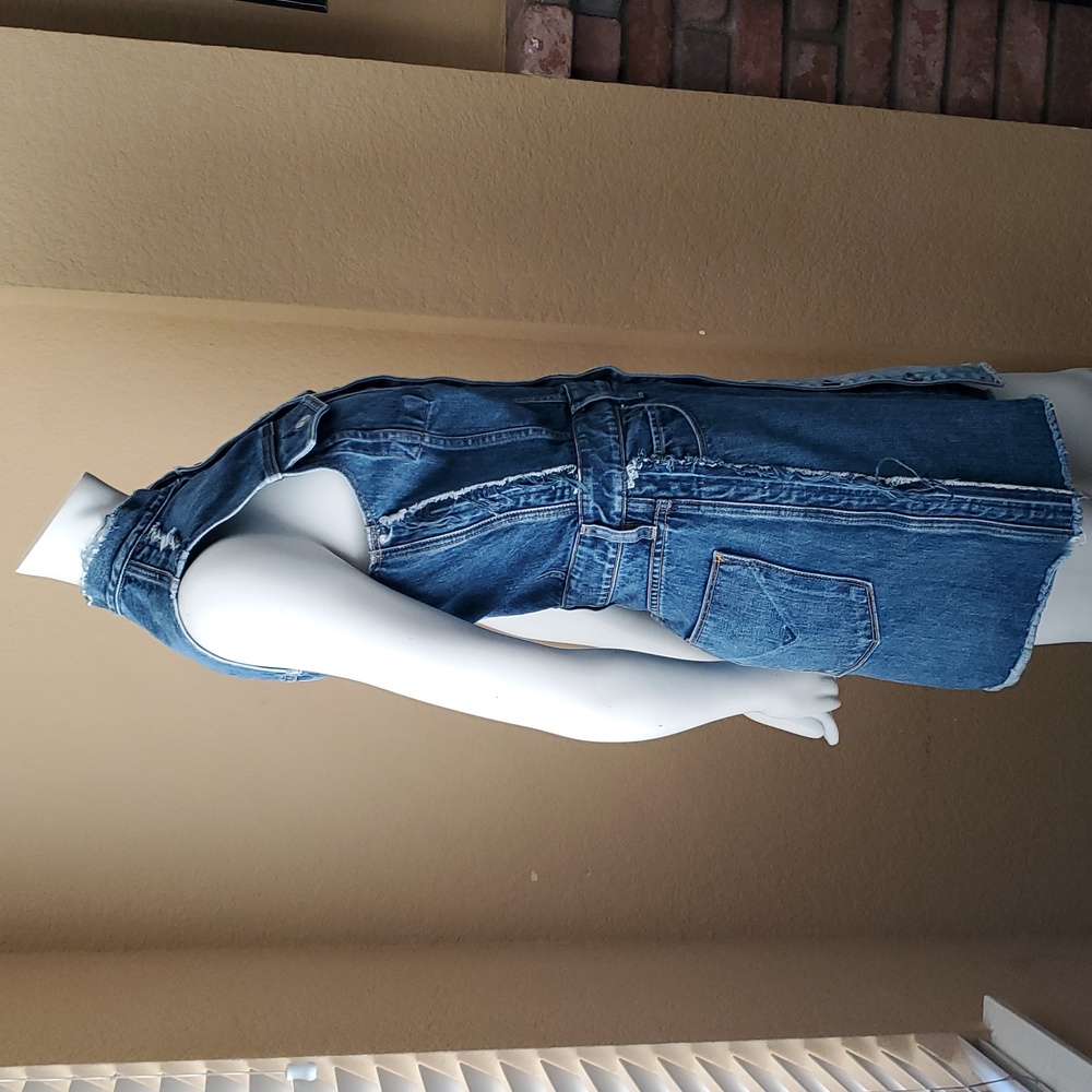 HUDSON DIY Pieced Two-Toned Distressed Button Down Sleeveless Denim Dress SIZE:M - Picture 9 of 16